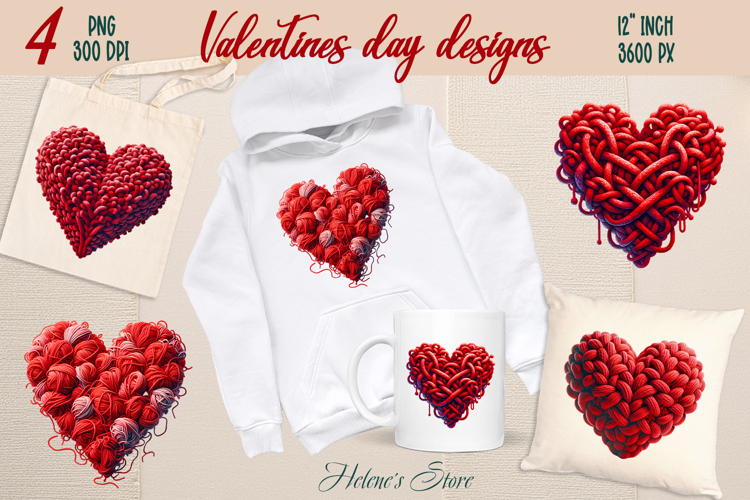 Red heart Valentines day Sublimation designs clipart png