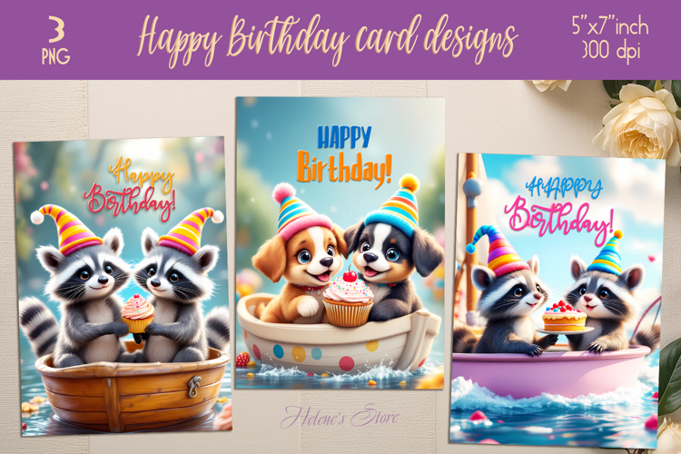 Funny animals greeting card designs | Happy Birthday cards