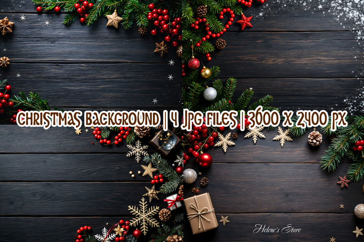 Christmas mockup background |Dark flat lay wooden background