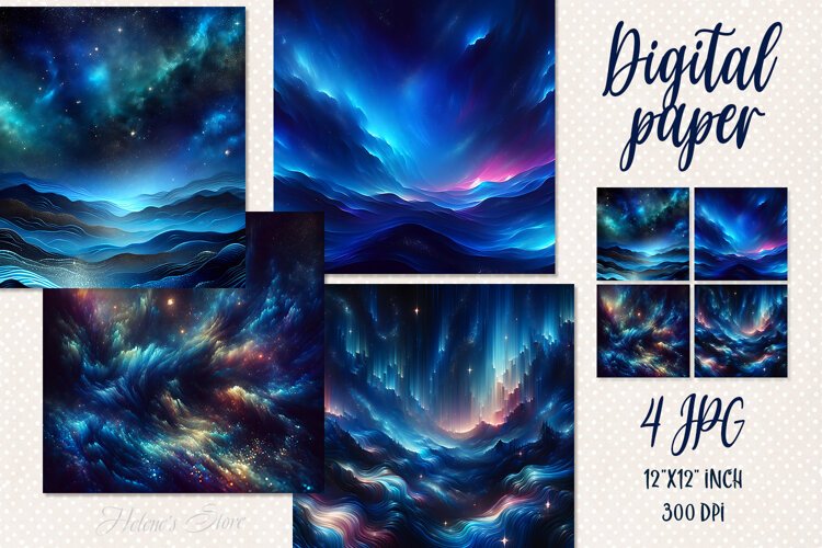Abstract dark blue digital papers jpeg | Scrap booking example image 1
