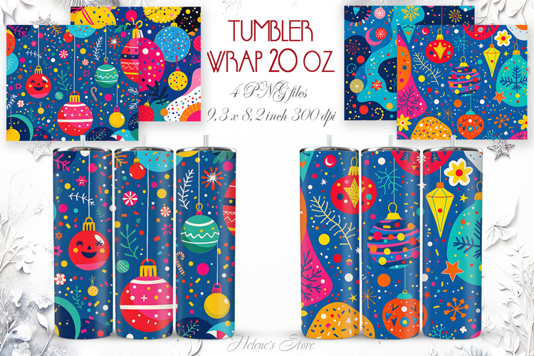 Abstract Christmas pattern straight tumbler 20oz wrap design