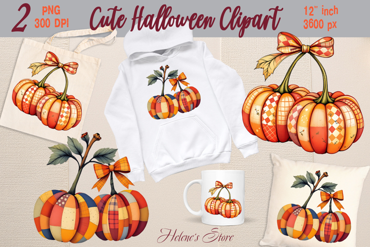 Cute Halloween pumpkin clipart |Coquette bows shirt designs