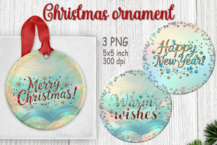 Bright Merry Christmas ornament sublimation designs PNG