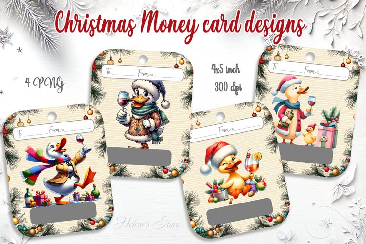 Funny Christmas Duck Money Card PNG | 4 Designs example image 1