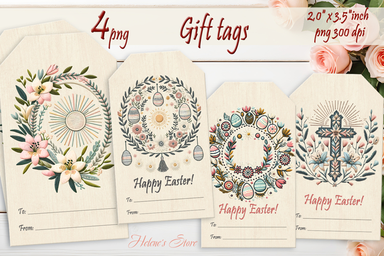 Easter cross Gift Tags| Boho pastel labels| Easter label png