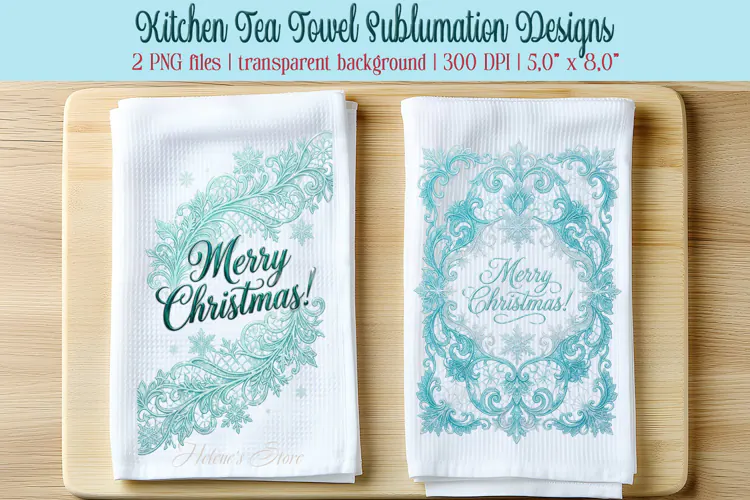 Merry Christmas kitchen tea towel sublimation designs png