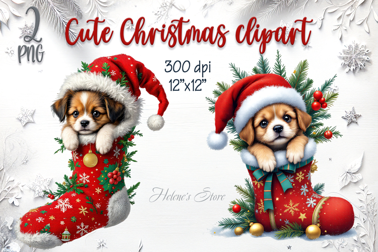 Christmas cute dogs in socks clipart| Winter t shirt designs