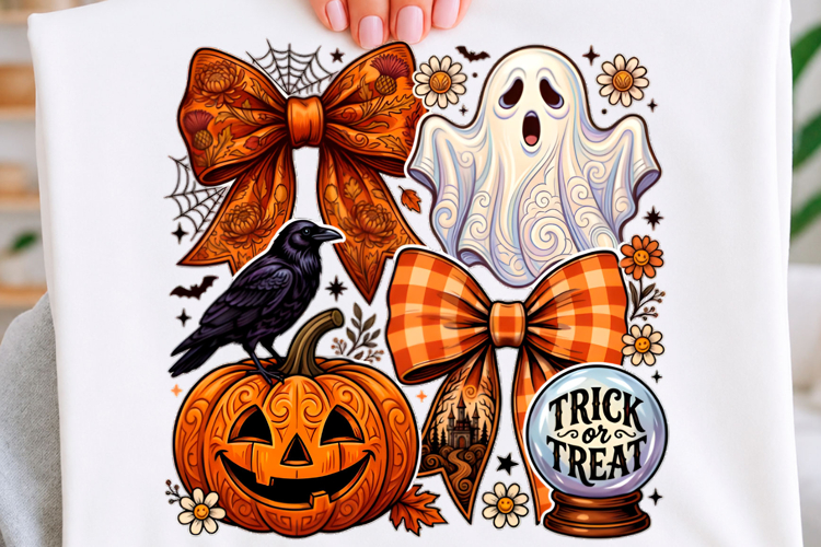 Trick or Treat Halloween Bow T-shirt Png