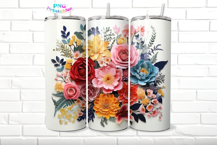 3D Floral 20 oz Skinny Tumbler Wrap