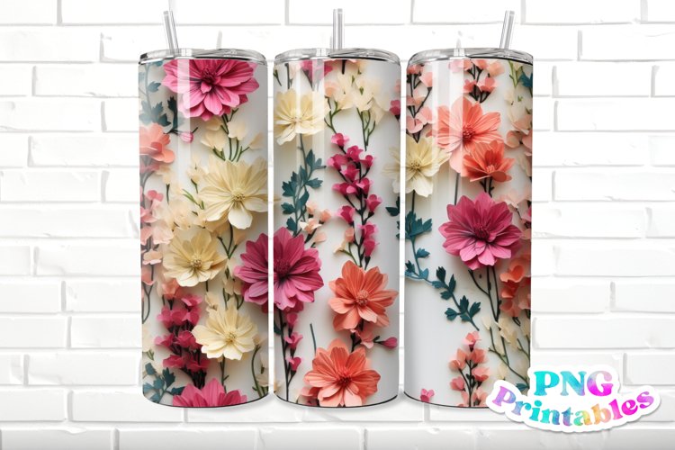 3D Floral 20 oz Skinny Tumbler Wrap