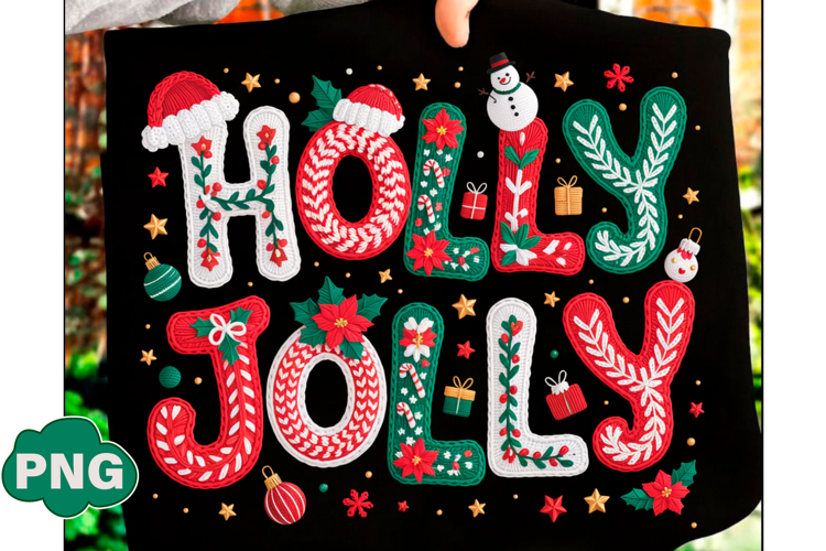 Holly Jolly Png Christmas Faux Yarn Png