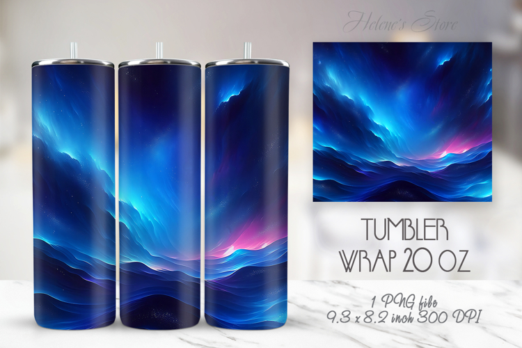 Bright dark blue tumbler 20 oz wrap sublimation design png