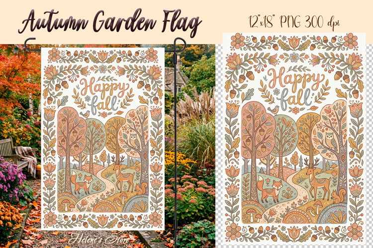 Hello Fall Garden Flag Sublimation |Autumn garden design png