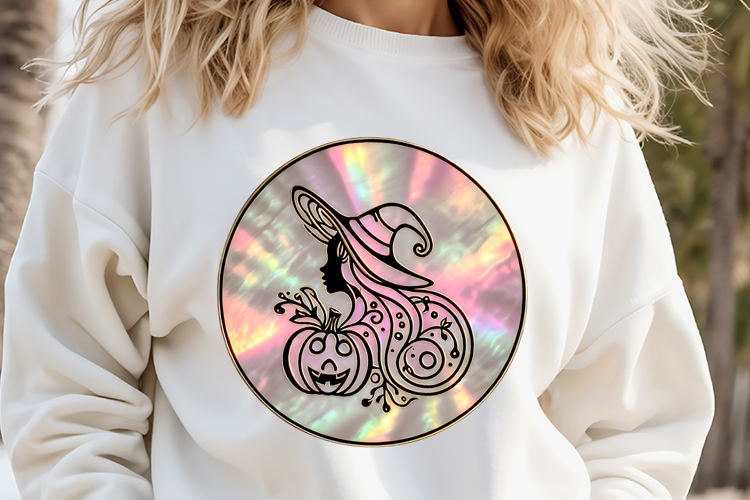 Cute witch t shirt round design png | Scary pumpkin face