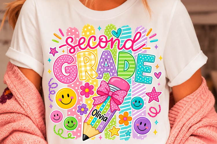 Second Grade Teacher Shirt PNG Design