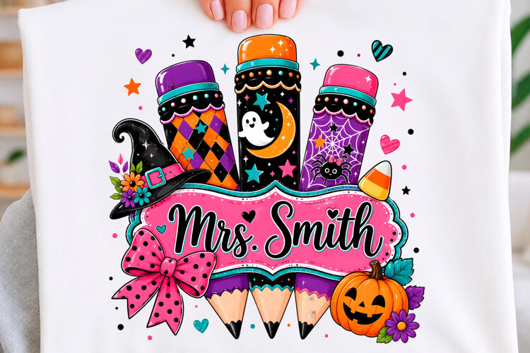 Halloween Teacher Pencil PNG example image 1