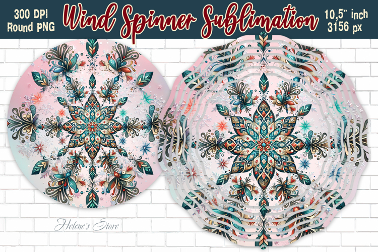 Christmas Snowflake Wind Spinner wrap sublimation design png