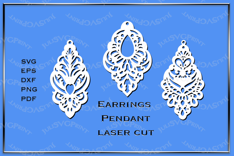 Ornate Earrings template svg ornament Laser cut Stencil cnc