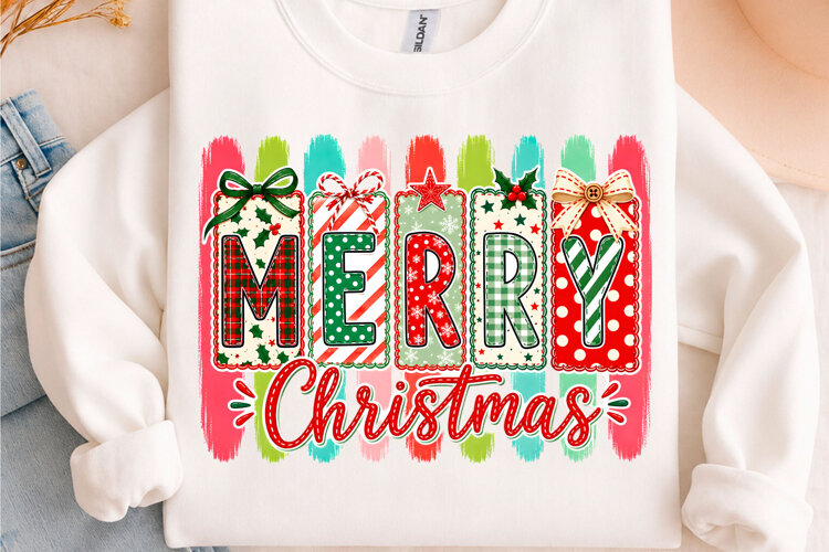 Preppy Merry Christmas Bow PNG example image 1