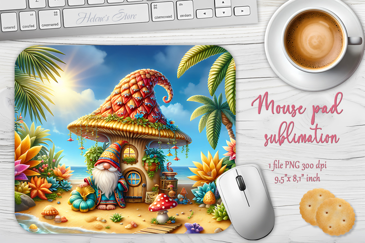 Summer beach gnomes mouse pad sublimation design png
