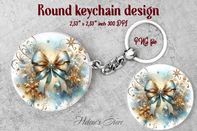 Christmas round keychain design | Coquette bows Car coaster