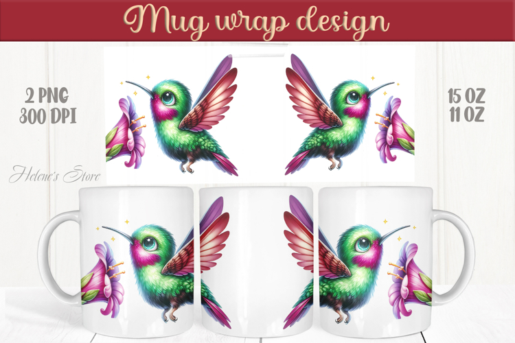 Hummingbird mug wraps sublimation designs png |Humming bird