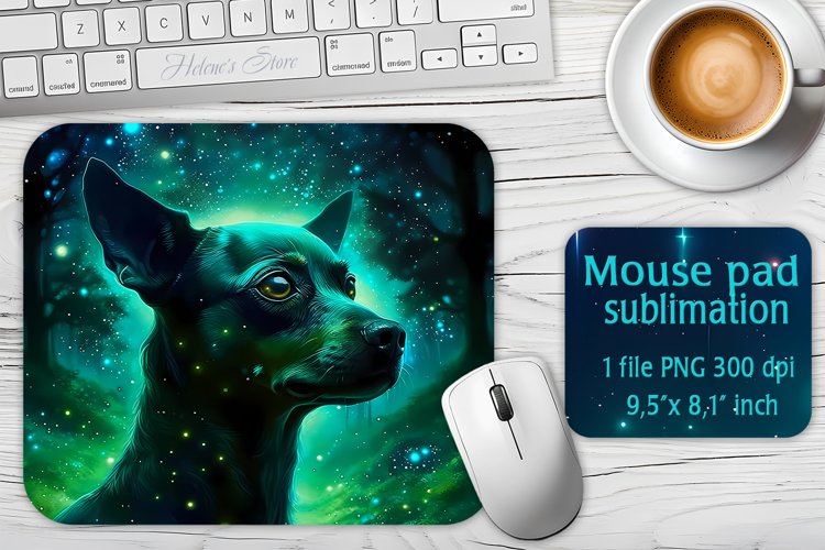 Fantasy dog Sublimation mouse pad|Galaxy dog mouse mat PNG