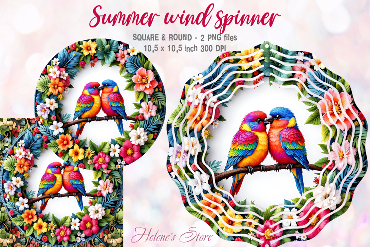 Cute birds windspinner |Lovebirds Wind spinner sublimation
