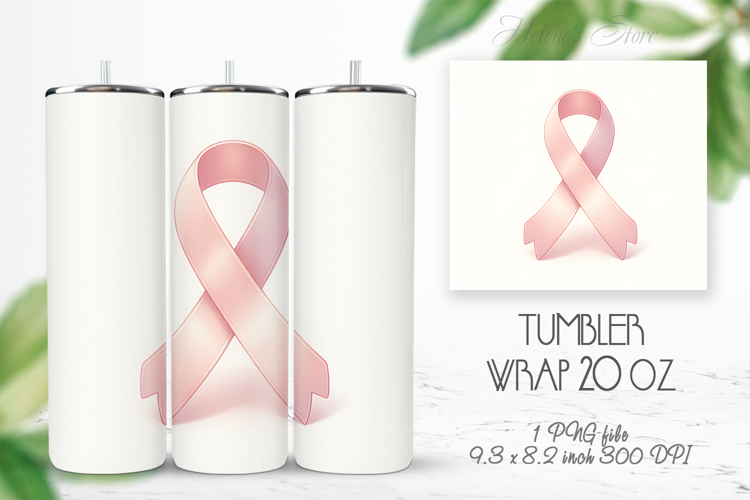 Breast cancer awareness ribbon tumbler 20oz wrap sublimation