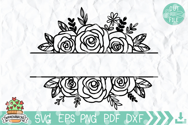 Split Floral Frame Svg