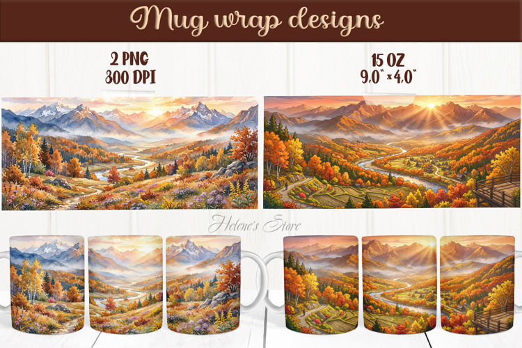 Mountains mug wrap sublimation | Mountains camping mug wrap