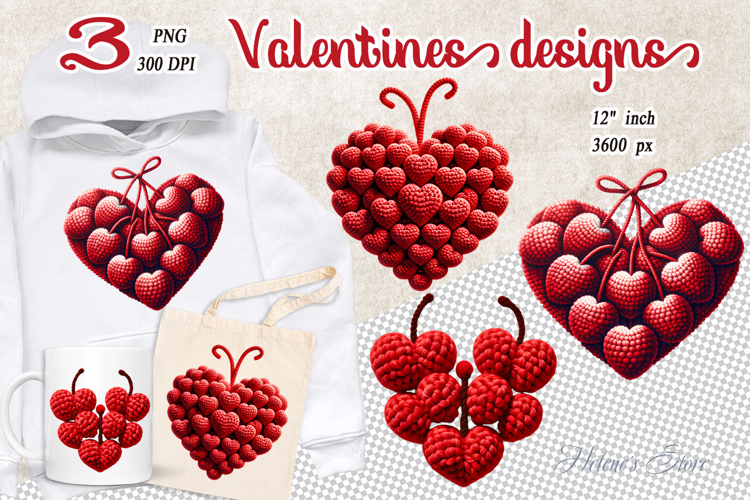 Red heart Valentines day Sublimation designs clipart png