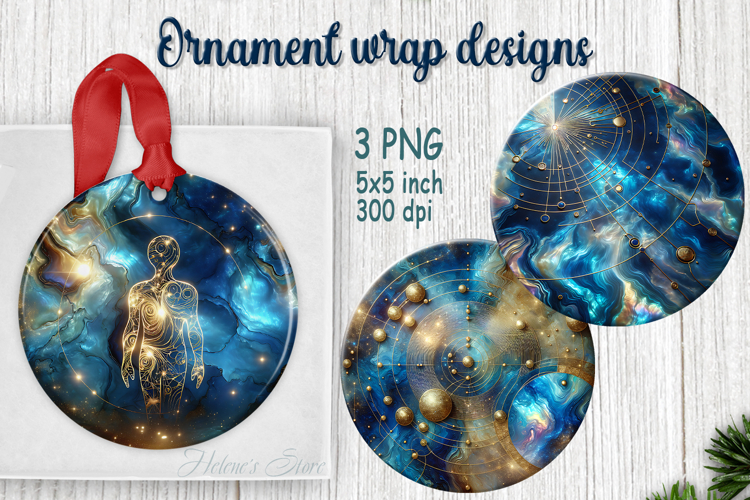 Fantasy cosmos round ornament sublimation designs PNG