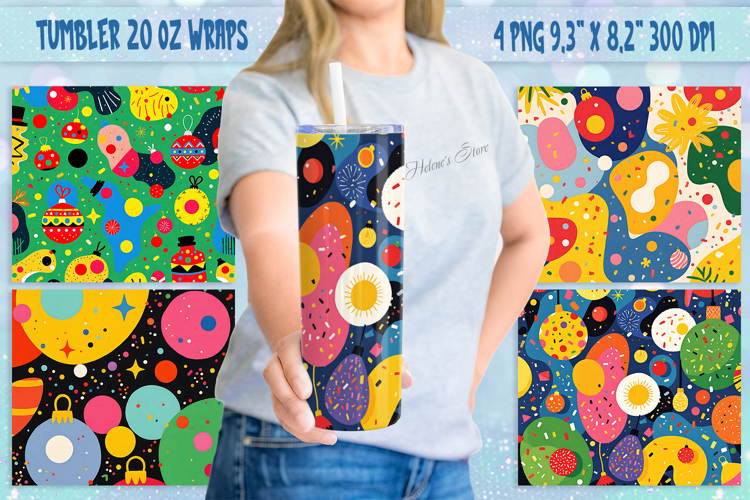 Abstract Christmas pattern straight tumbler 20oz wrap design