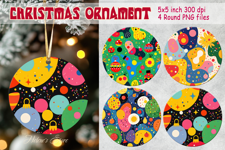 Bright Merry Christmas ornament sublimation designs PNG