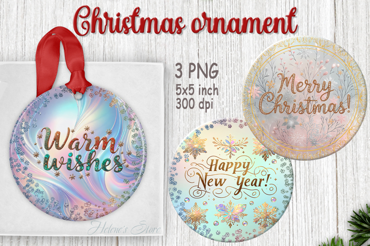 Bright Merry Christmas ornament sublimation designs PNG