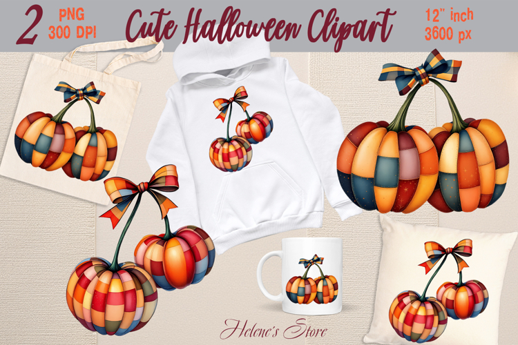Cute Halloween pumpkin clipart |Coquette bows shirt designs