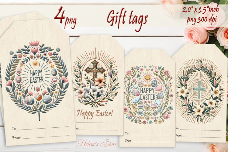 Easter cross Gift Tags| Boho pastel labels| Easter label png