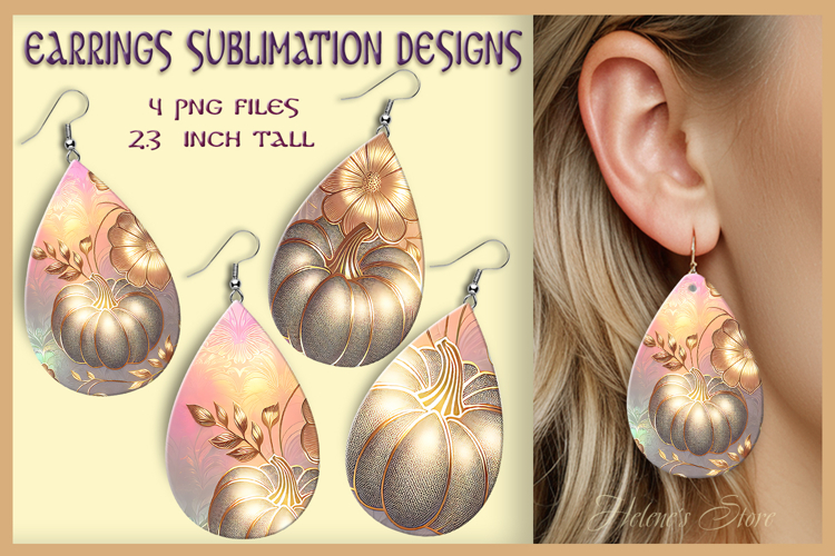 Autumn Pumpkin earrings | Fall Teardrop earring sublimation