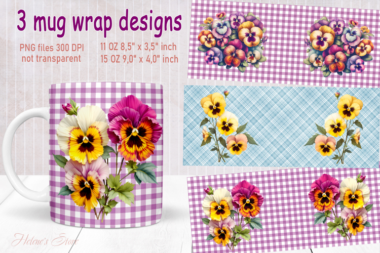 Vintage summer flowers design mug wrap 15 oz 11 oz png