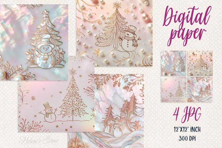 Christmas gold and pink pearl digital paper | Scrap booking