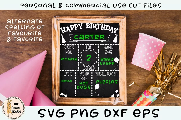 Birthday Chalk Board Sign SVG