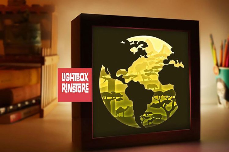 #119 Save Earth Temple- Paper cut light box template, die cu example image 1