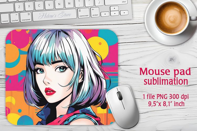 Pop art girl mouse pad | Cosmic Sublimation mouse mat