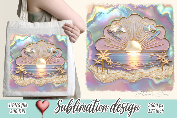 Gold summer beach palm tree sublimation designs |Pearl ocean