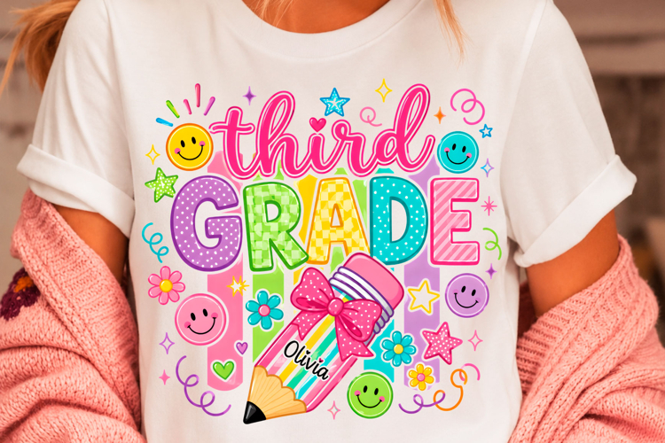 Third Grade Teacher Shirt PNG Design