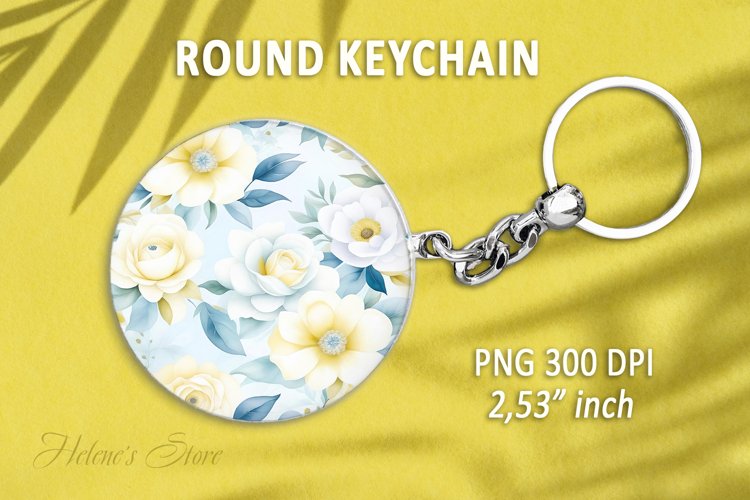 Floral round keychain sublimation| Roses flower Car coaster