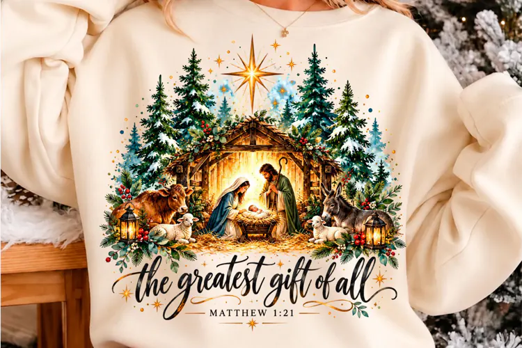 Greatest Gift Nativity Christmas Sublimation PNG