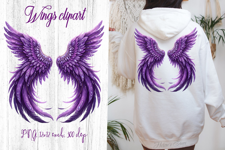 Purple Angel Wings sublimation design|Luxurious wing clipart