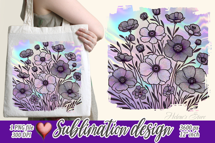 Purple floral pattern | Cute summer sublimation design png